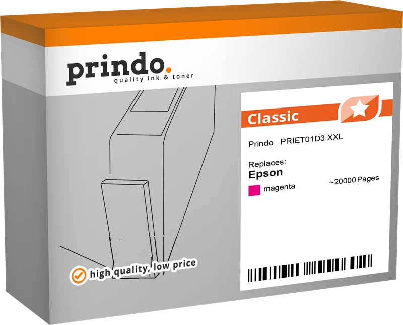 Prindo Classic XXL Druckerpatrone kompatibel mit Epson T01D3 XXL Magenta