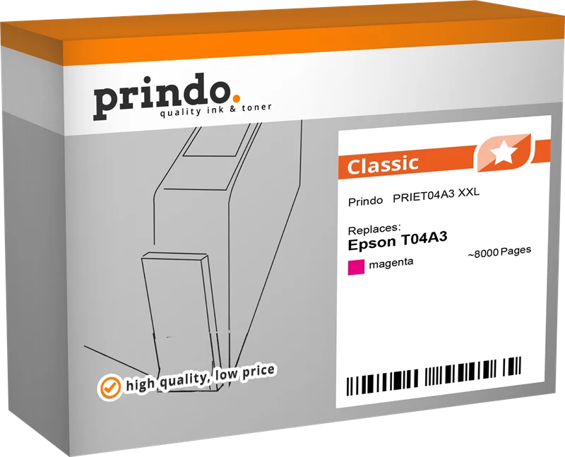 Prindo Classic XXL Druckerpatrone kompatibel mit Epson T04A3 XXL Magenta