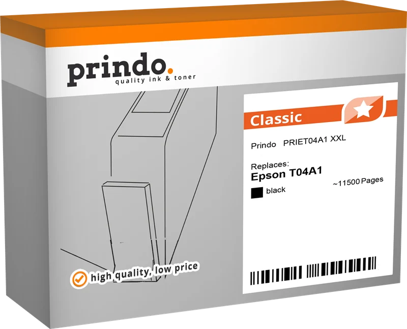 Prindo Classic XXL Druckerpatrone kompatibel mit Epson T04A1 XXL Schwarz