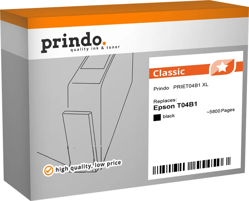 Prindo Classic XL Druckerpatrone kompatibel mit Epson T04B1 XL Schwarz