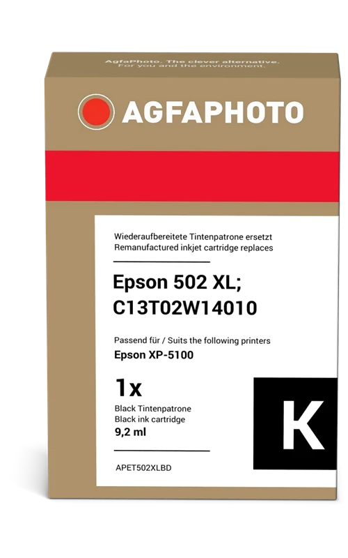 Agfa Photo XL Druckerpatrone kompatibel mit Epson 502XL Schwarz