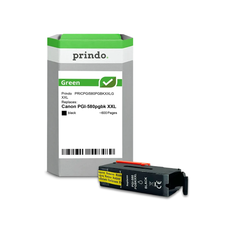 Prindo Green XXL Druckerpatrone kompatibel mit Canon PGI-580pgbk XXL Schwarz