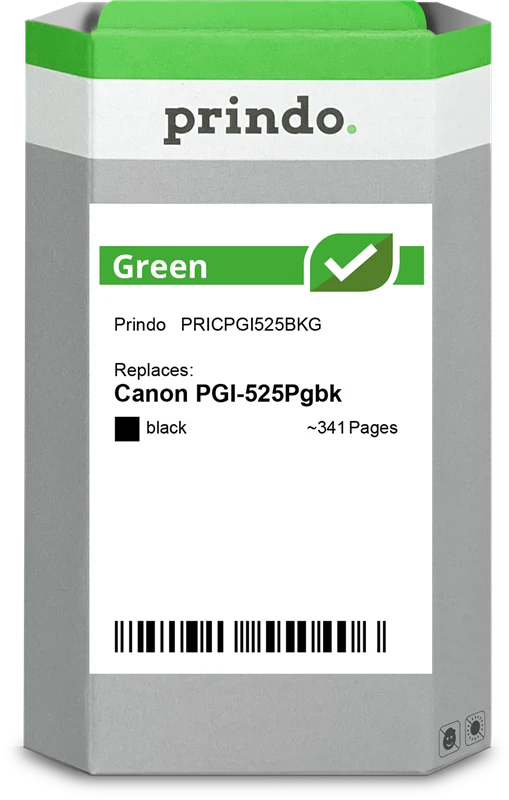 Prindo Green Druckerpatrone kompatibel mit Canon PGI-525Pgbk Schwarz