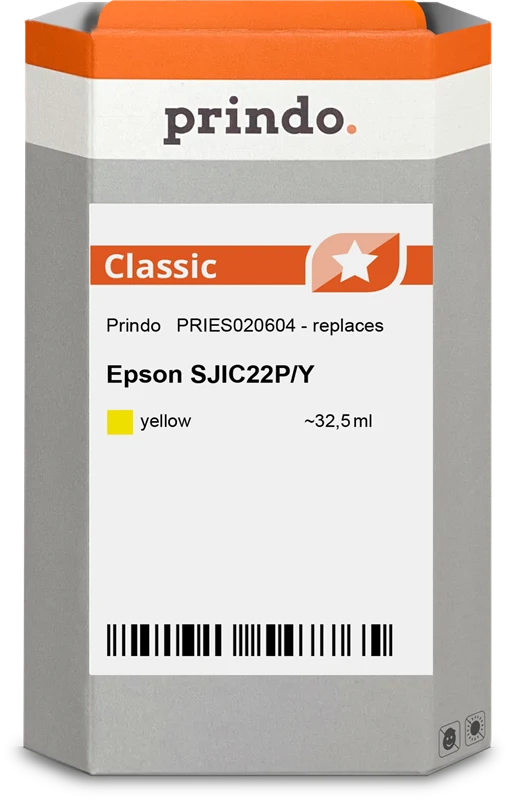 Prindo Classic Druckerpatrone kompatibel mit Epson SJIC22P-Y Gelb