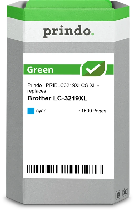 Prindo Green XL Druckerpatrone kompatibel mit Brother LC3219XLC Cyan