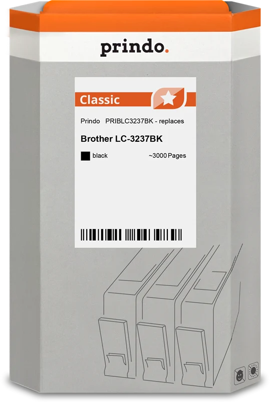 Prindo Classic Druckerpatrone kompatibel mit Brother LC3237BK Schwarz
