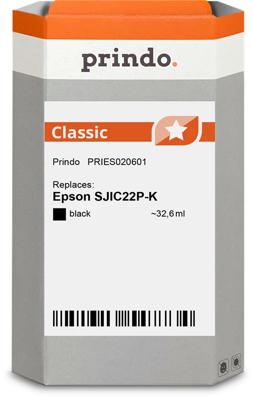 Prindo Classic Druckerpatrone kompatibel mit Epson SJIC22P-K Schwarz