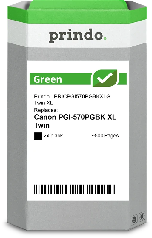 Prindo Green XL Multipack kompatibel mit Canon PGI-570PGBK XL Twin Multipack Schwarz