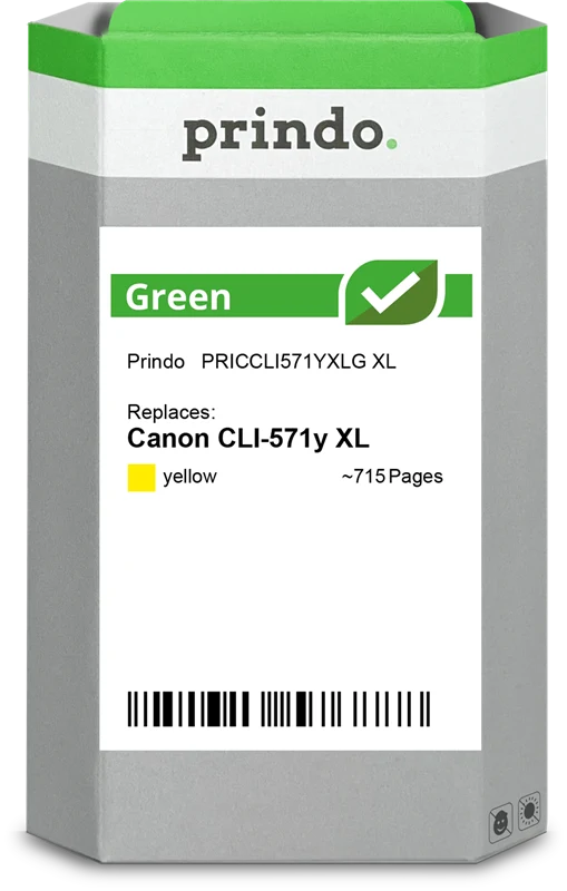 Prindo Green XL Druckerpatrone kompatibel mit Canon CLI-571y XL Gelb