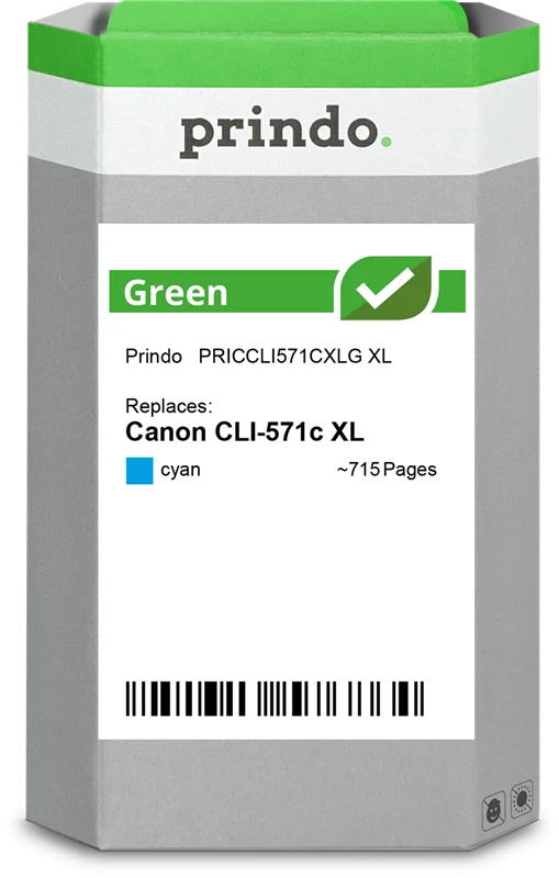 Prindo Green XL Druckerpatrone kompatibel mit Canon CLI-571c XL Cyan