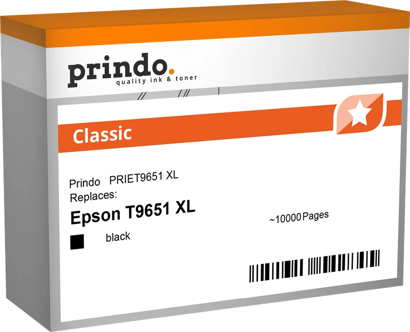 Prindo Classic XL Druckerpatrone kompatibel mit Epson T9651 XL Schwarz