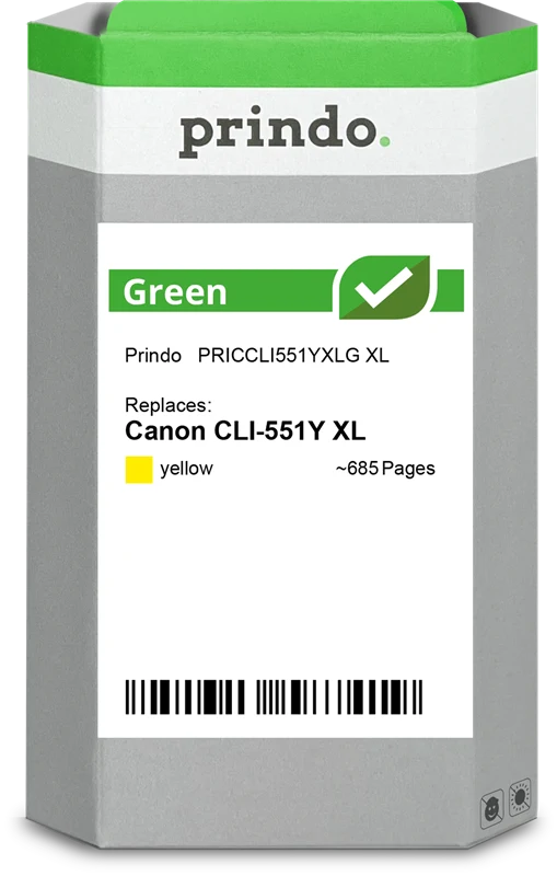 Prindo Green XL Druckerpatrone kompatibel mit Canon CLI-551Y XL Gelb