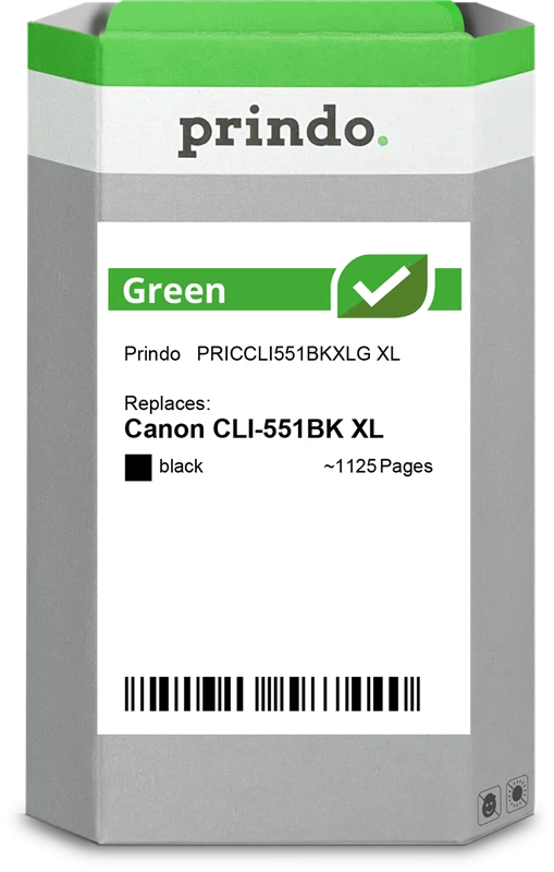 Prindo Green XL Druckerpatrone kompatibel mit Canon CLI-551BK XL Schwarz