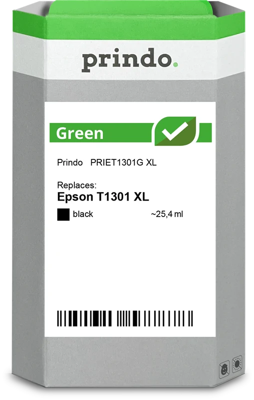 Prindo Green XL Druckerpatrone kompatibel mit Epson T1301 XL Schwarz