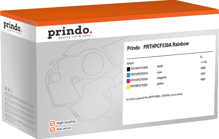 Prindo Classic Multipack kompatibel mit HP 205A Multipack Schwarz/Cyan/Magenta/Gelb