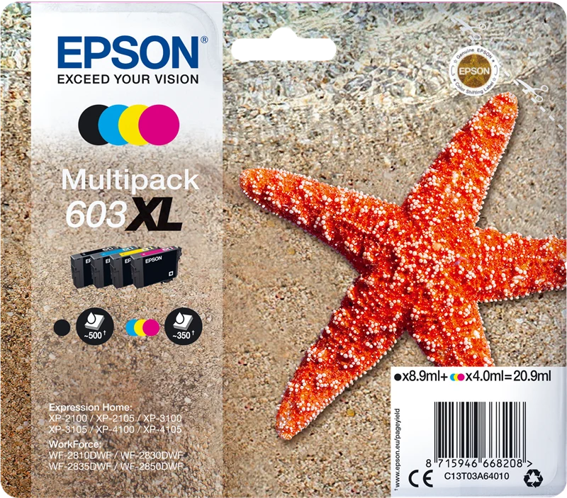 Epson 603XL Multipack Schwarz/Cyan/Magenta/Gelb