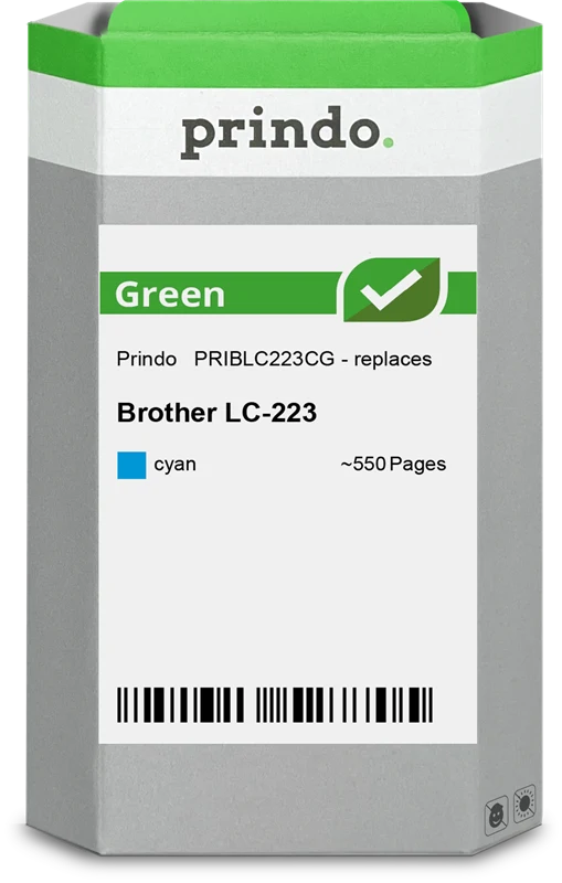 Prindo Green Druckerpatrone kompatibel mit Brother LC223C Cyan