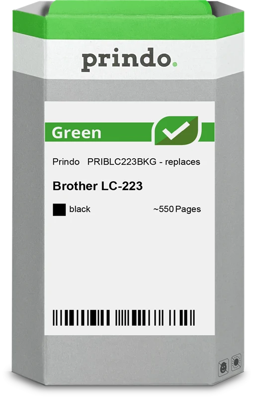 Prindo Green Druckerpatrone kompatibel mit Brother LC223BK Schwarz