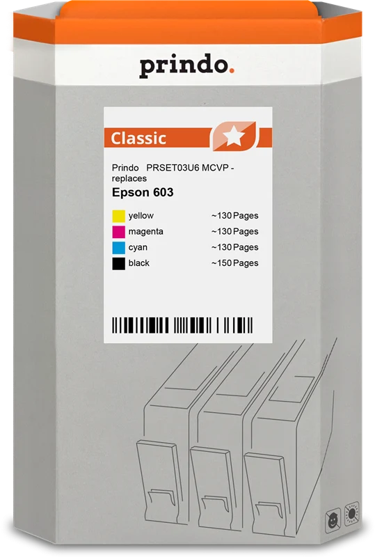 Prindo Classic Multipack kompatibel mit Epson 603 Schwarz/Cyan/Magenta/Gelb