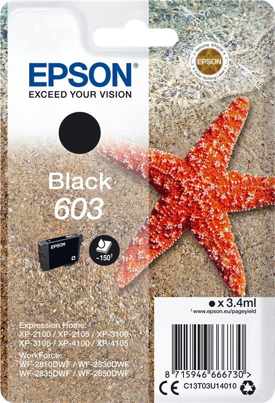 Epson 603 Schwarz Druckerpatrone C13T03U14010