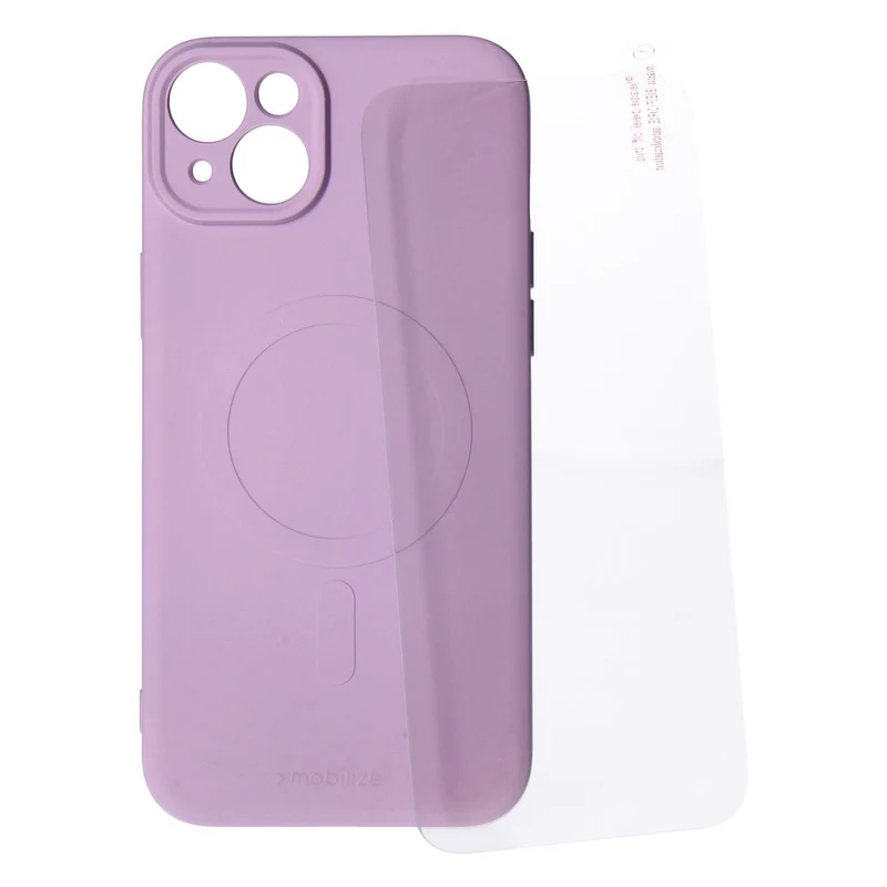 Mobilize Protection Pack iPhone 15 Plus Silikon Case lavendel und Displayschutz