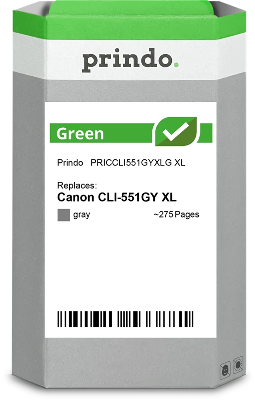 Prindo Green XL Druckerpatrone kompatibel mit Canon CLI-551GY XL Grau