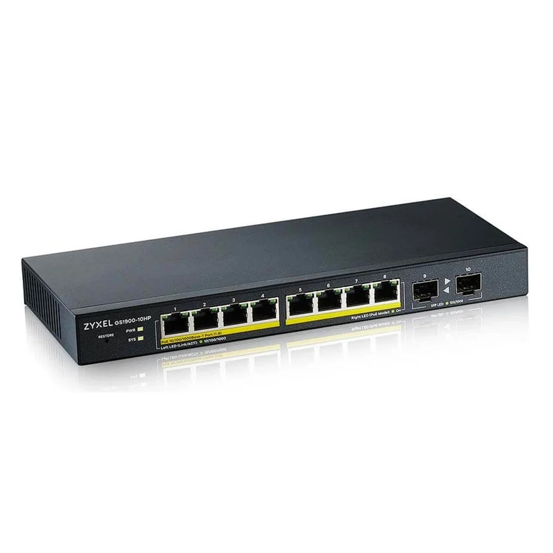 Zyxel GS1900-10HP Managed L2 Gigabit Ethernet (10/100/1000) Power over Ethernet (PoE) Schwarz