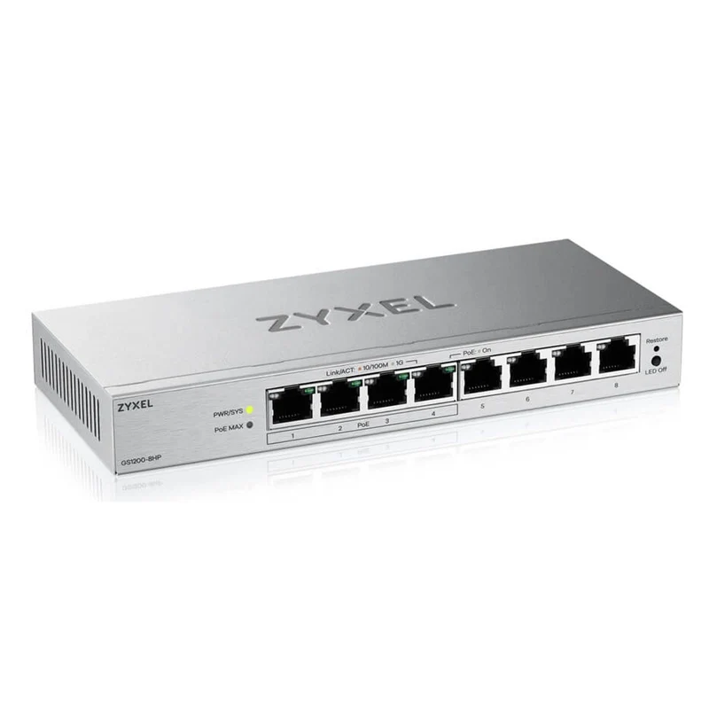 Zyxel GS1200-8HPV3 Managed L2 Gigabit Ethernet (10/100/1000) Power over Ethernet (PoE) Desktop