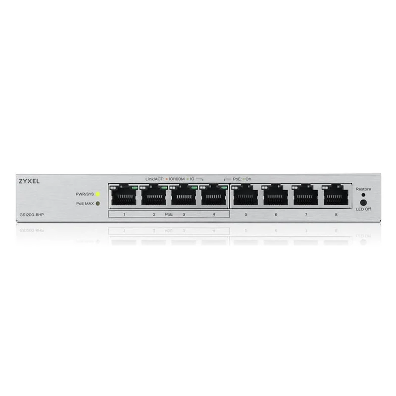Zyxel GS1200-8HPV3 Managed L2 Gigabit Ethernet (10/100/1000) Power over Ethernet (PoE) Desktop