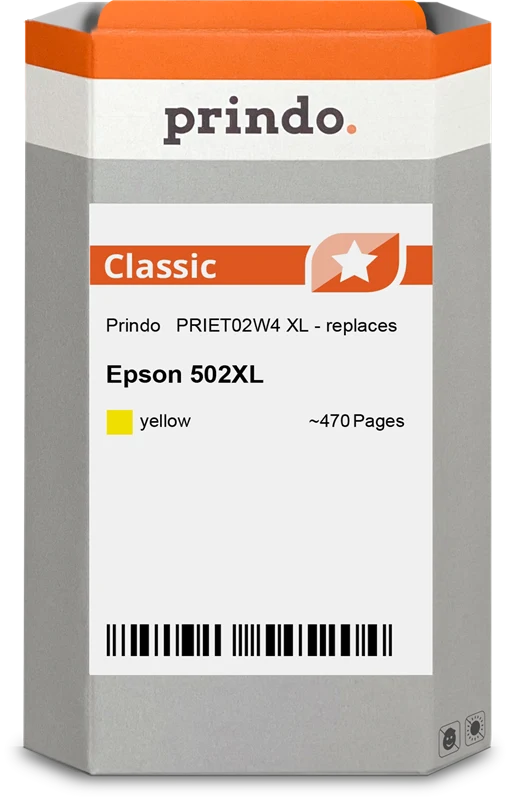 Prindo Classic XL Druckerpatrone kompatibel mit Epson 502XL Gelb