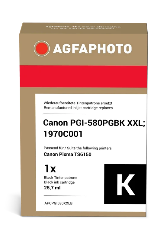 Agfa Photo XXL Druckerpatrone kompatibel mit Canon PGI-580pgbk XXL Schwarz