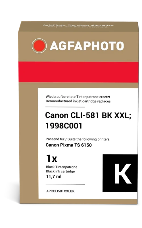 Agfa Photo XXL Druckerpatrone kompatibel mit Canon CLI-581bk XXL Schwarz
