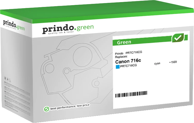 Prindo Green Toner kompatibel mit Canon 716c Cyan