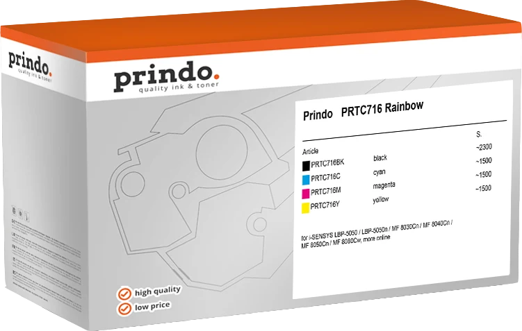 Prindo Classic Multipack kompatibel mit Canon 716 Multipack BK/C/M/Y