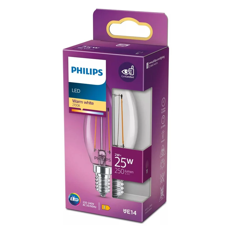 Philips 25W B35 E14 Filament-Kerzenlampe transparent