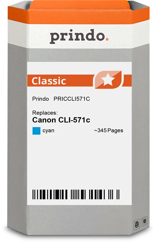 Prindo Classic Druckerpatrone kompatibel mit Canon CLI-571c Cyan