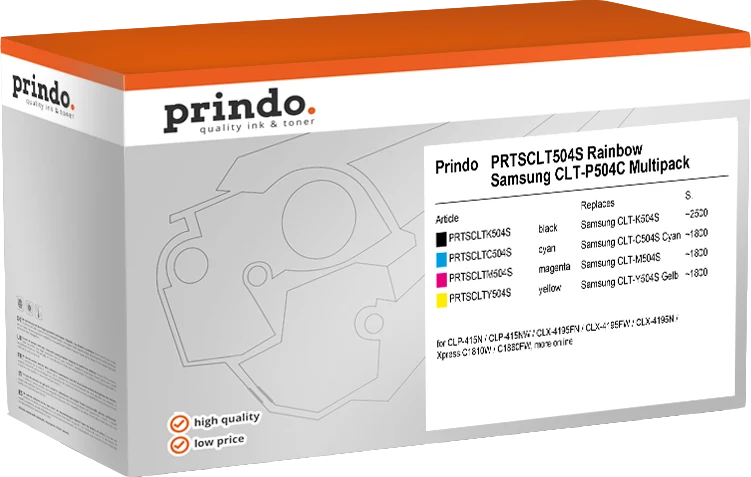 Prindo Classic Multipack kompatibel mit Samsung CLT-P504C Multipack BK/C/M/Y