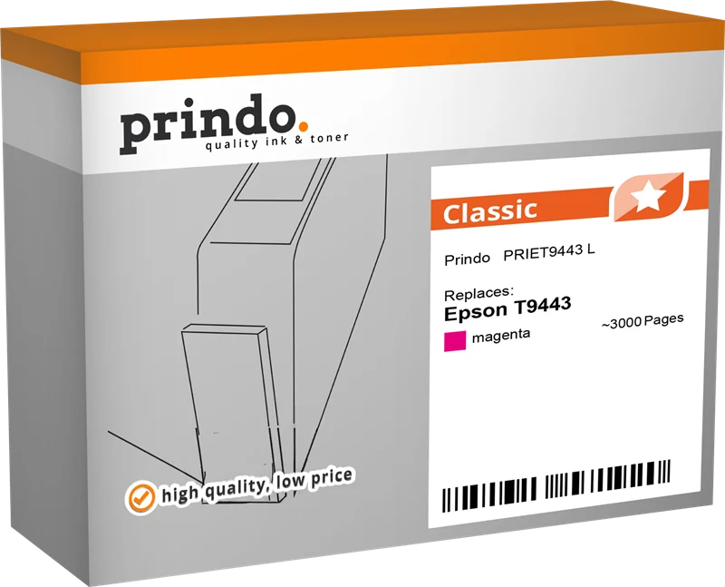 Prindo Classic L Druckerpatrone kompatibel mit Epson T9443 L Magenta