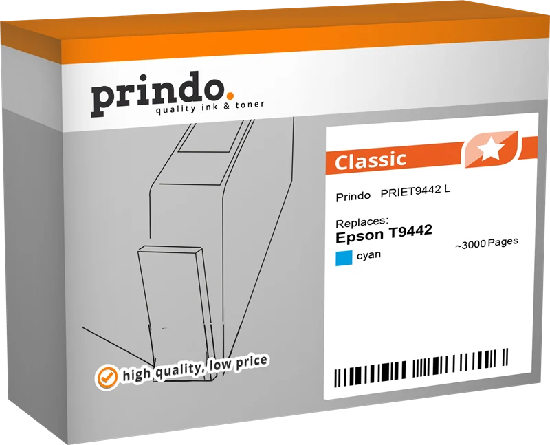 Prindo Classic L Druckerpatrone kompatibel mit Epson T9442 L Cyan