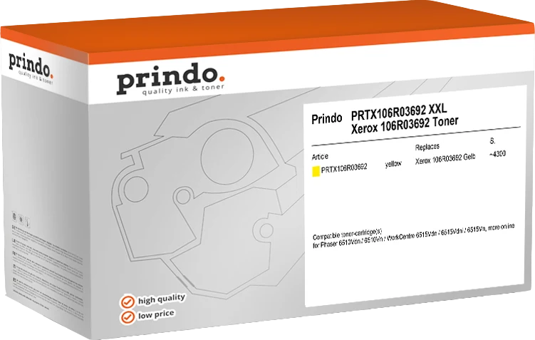 Prindo Classic XXL Toner kompatibel mit Xerox 106R03692 XXL Gelb