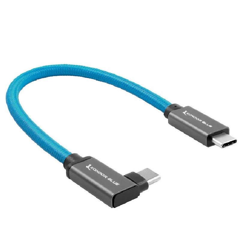 Kondor Blue USB C to USB C High Speed Cable für SSD Recording - Right Angle (12")