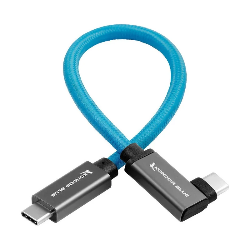 Kondor Blue USB C to USB C High Speed Cable für SSD Recording - Right Angle (12")