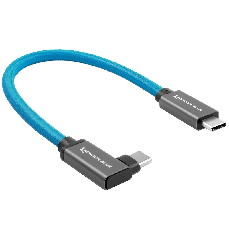 Kondor Blue USB C auf USB C High Speed Kabel für Samsung T5 T7 SSD - gewinkelt