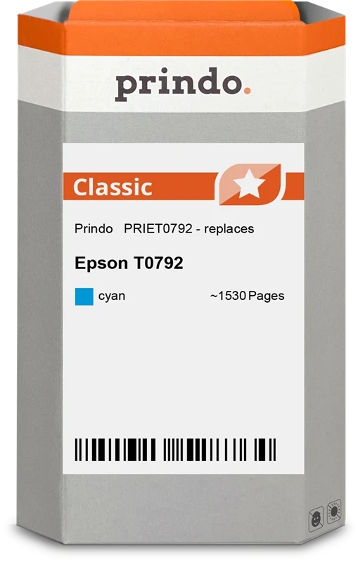 Prindo Classic Druckerpatrone kompatibel mit Epson T0792 Cyan