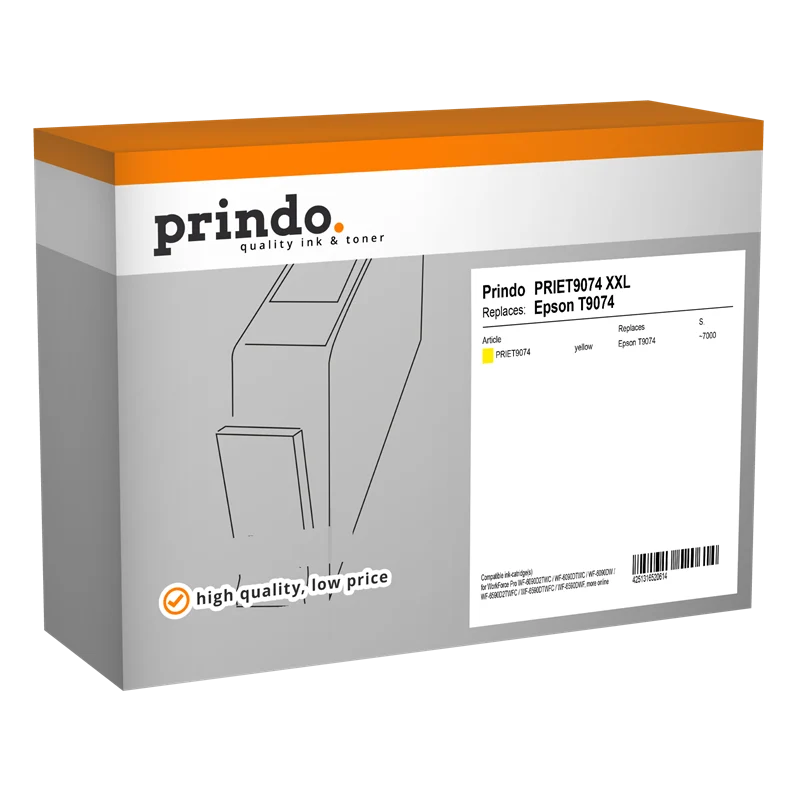 Prindo Classic XXL Druckerpatrone kompatibel mit Epson T9074 XXL Gelb