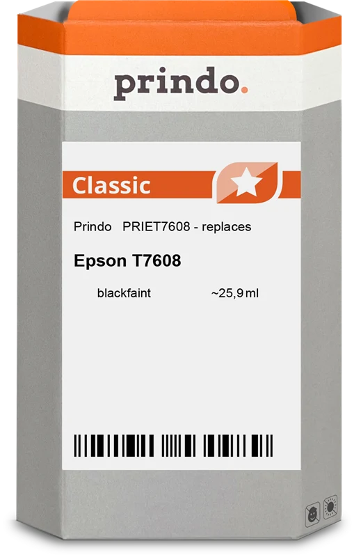 Prindo Classic Druckerpatrone kompatibel mit Epson T7608 SchwarzMatt