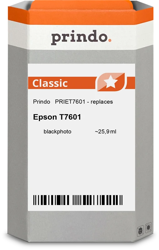 Prindo Classic Druckerpatrone kompatibel mit Epson T7601 Photo Black