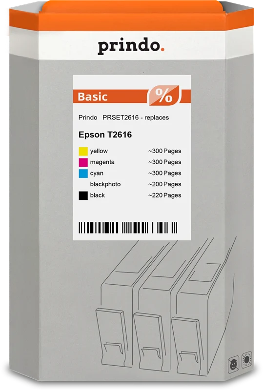 Prindo Basic Multipack kompatibel mit Epson 26 - T2616 Multipack
