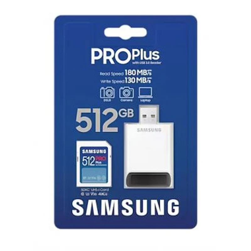 Samsung PRO Plus SDXC-Karte 512 GB UHS-I + Full-Size-SD-Leser (2023)