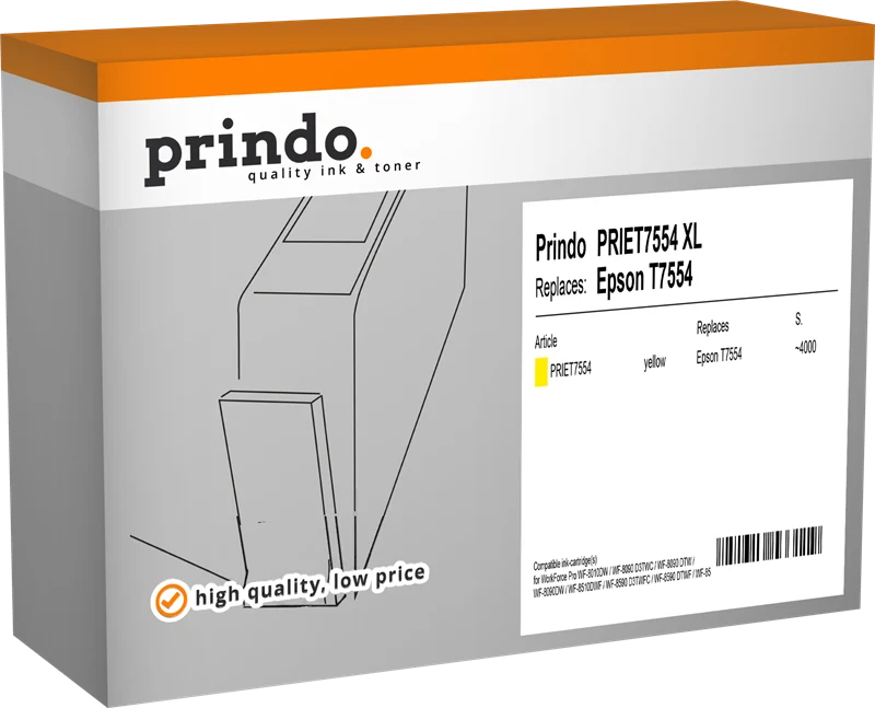 Prindo Classic XL Druckerpatrone kompatibel mit Epson T7554 XL Gelb